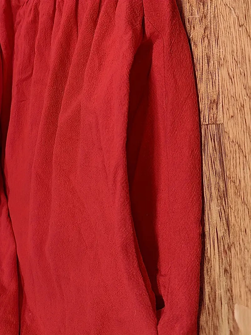 Cap Sleeve Round Neck Smocked Empire Waist Pocket Midi Dress