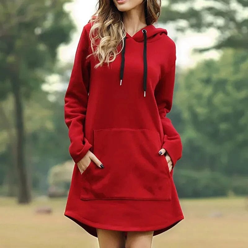 Monica Womens Hooded Sweater Dress with Relaxed Fit and Streetwear Style