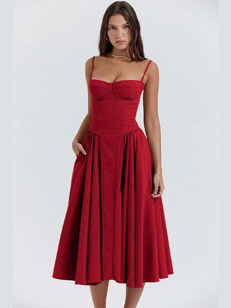 Velvet Corset Bodycon Midi Dress