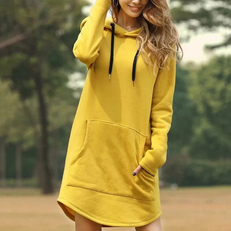 Monica Womens Hooded Sweater Dress with Relaxed Fit and Streetwear Style