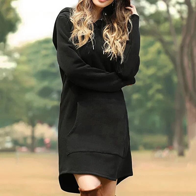 Monica Womens Hooded Sweater Dress with Relaxed Fit and Streetwear Style