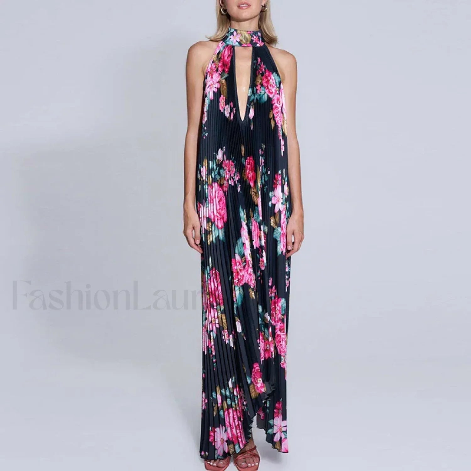 Draped Ethnic Hem Printed Maxi Dress