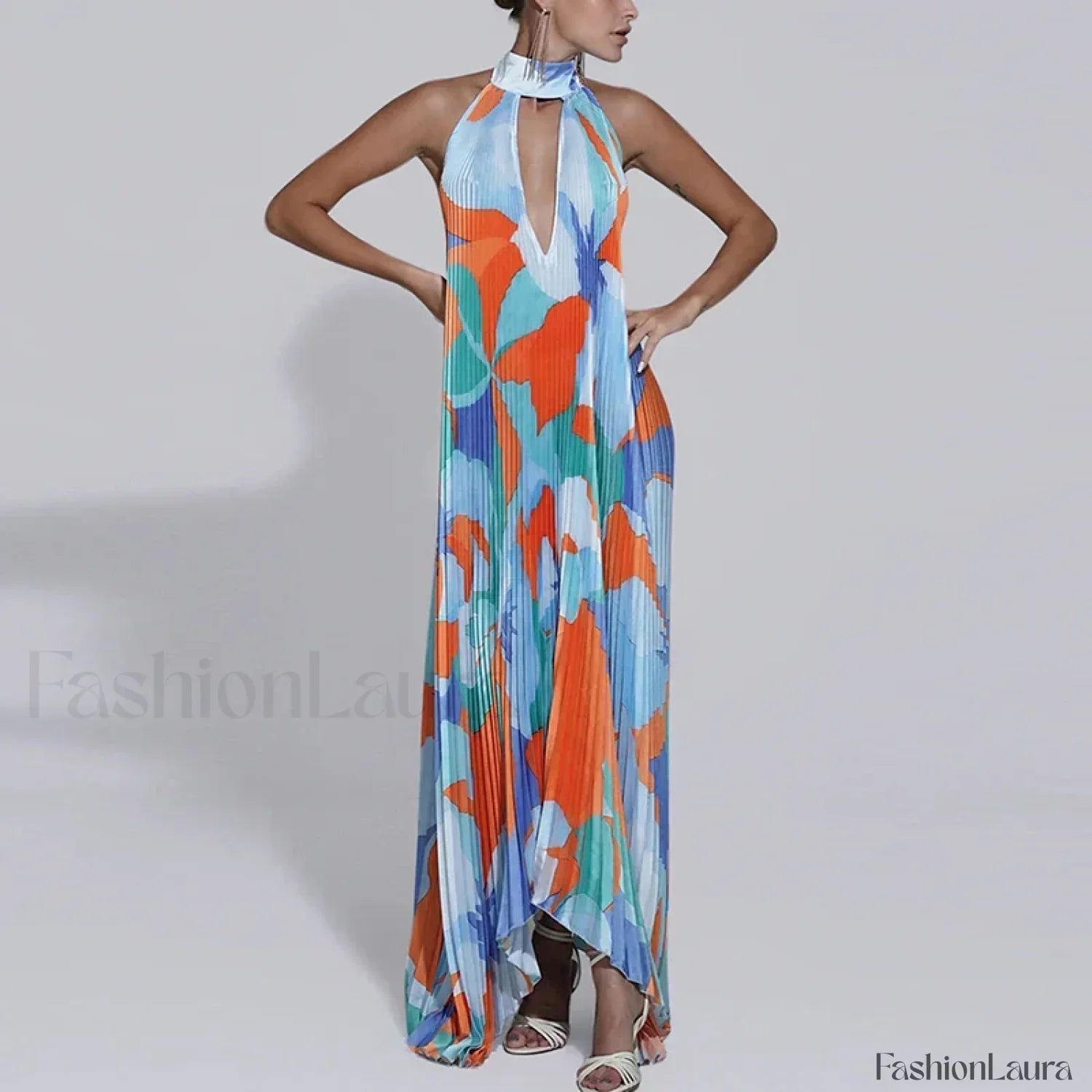 Draped Ethnic Hem Printed Maxi Dress