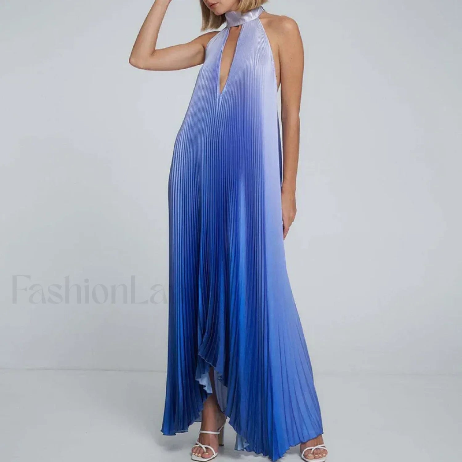 Draped Ethnic Hem Printed Maxi Dress blue 2 / S