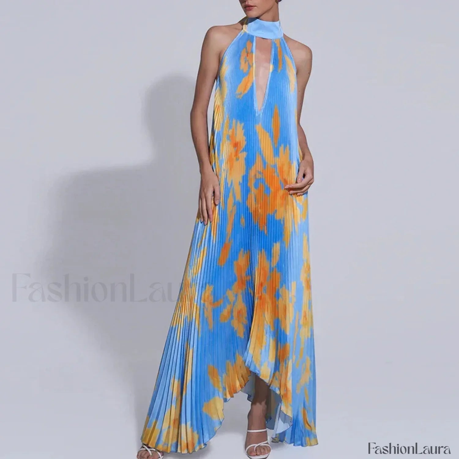 Draped Ethnic Hem Printed Maxi Dress