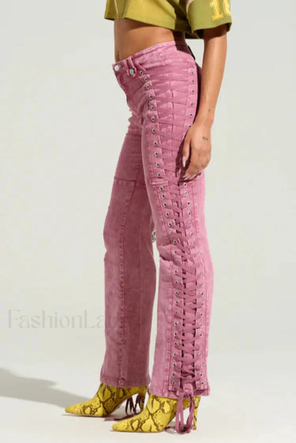 Drawstring Lace Up Denim Jeans