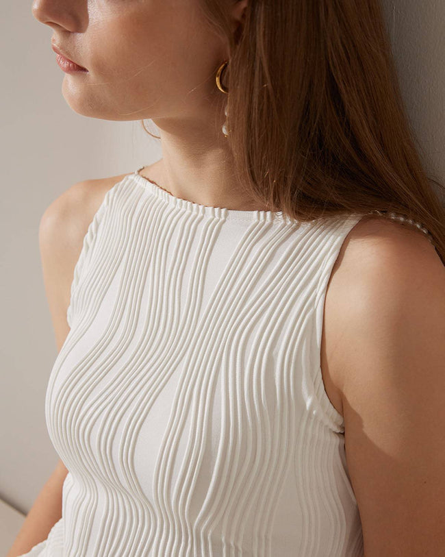 Sleeveless Water Ripple Textured Cami Dress