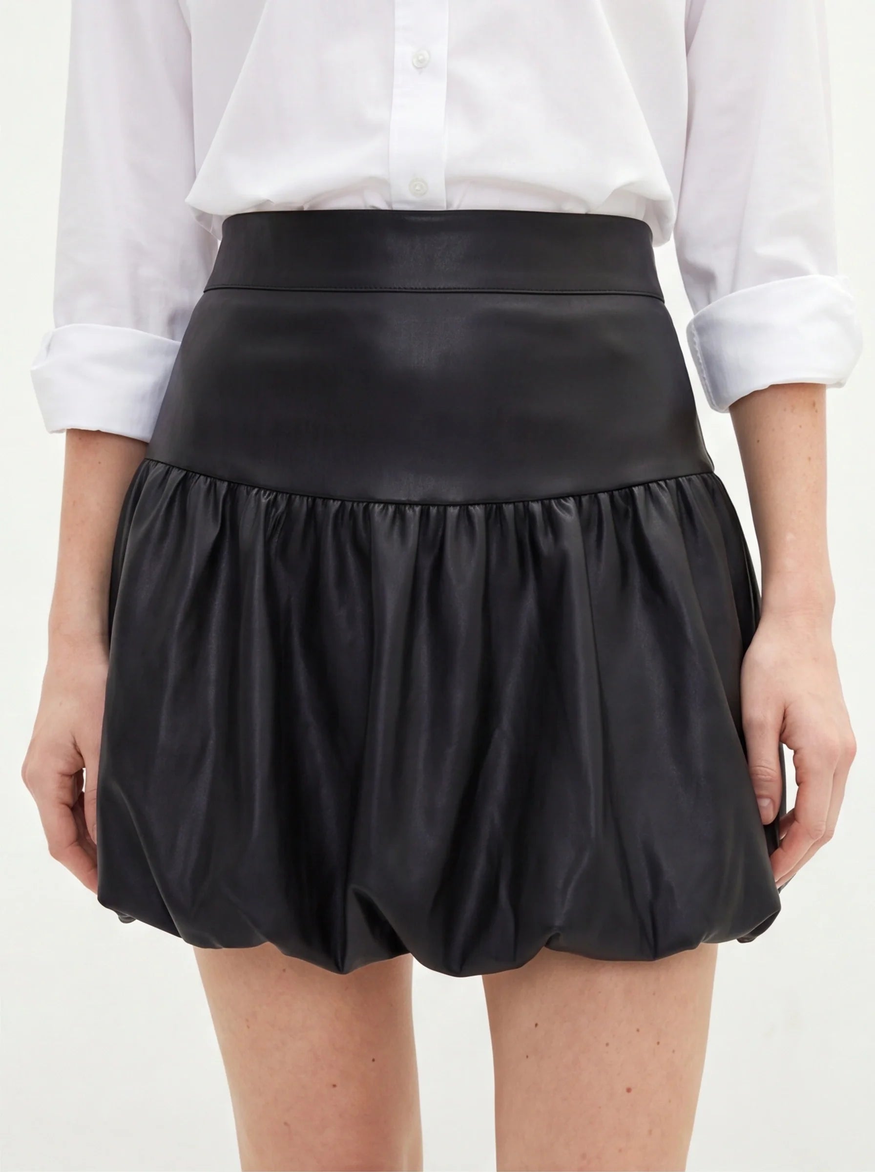 Black Mini Skirt Bubble Silhouette - Jamota