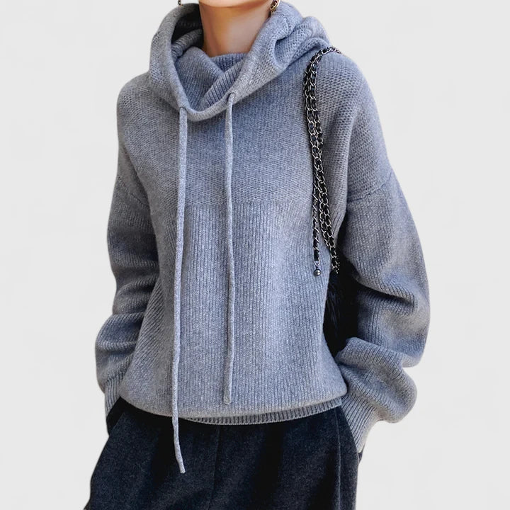 Hooded Drawstring Oversized Knit Sweater