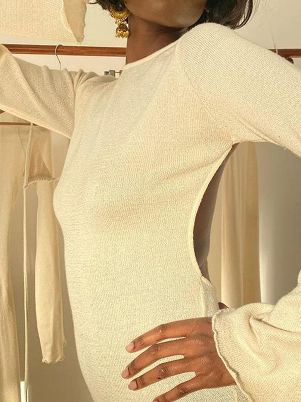 Refined Solid Backless Maxi Dress
