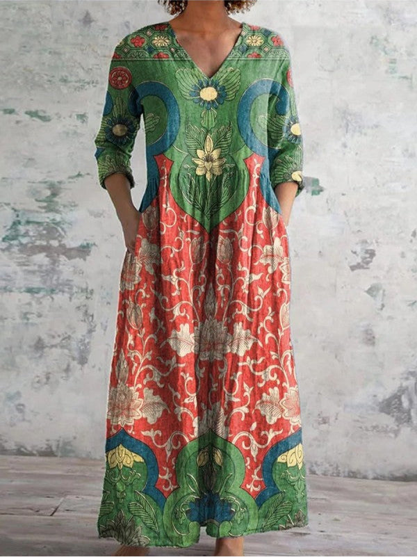 Judith | Vintage Floral Maxi Dress Multicolour