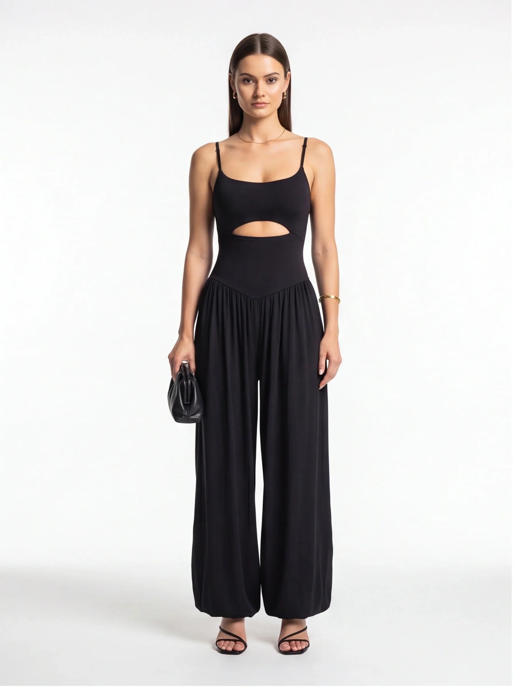 Elegant Backless Summer Jumpsuit with Adjustable Straps & Wide Leg