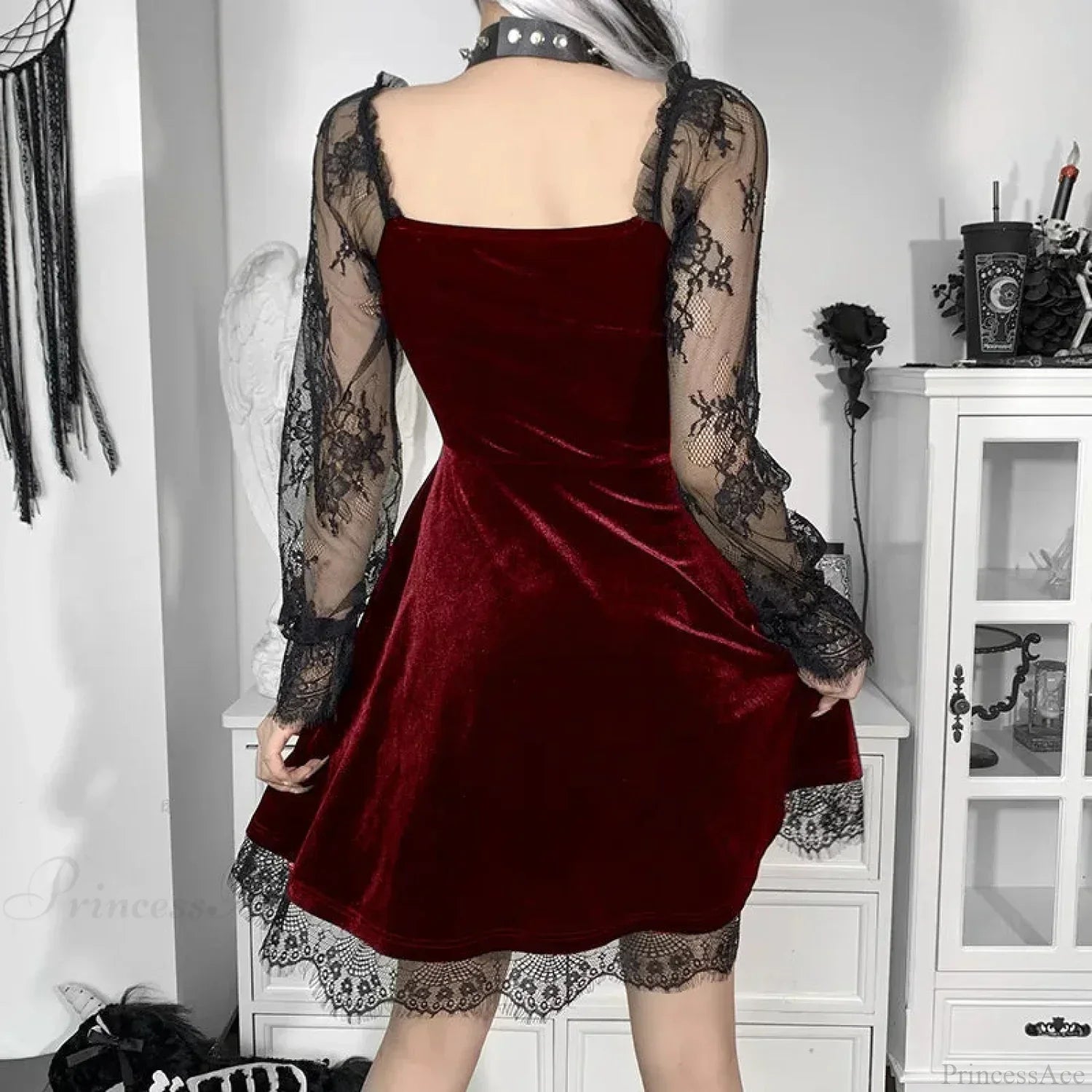 Durable Lace Plunging Neckline Mini Dress - View 2