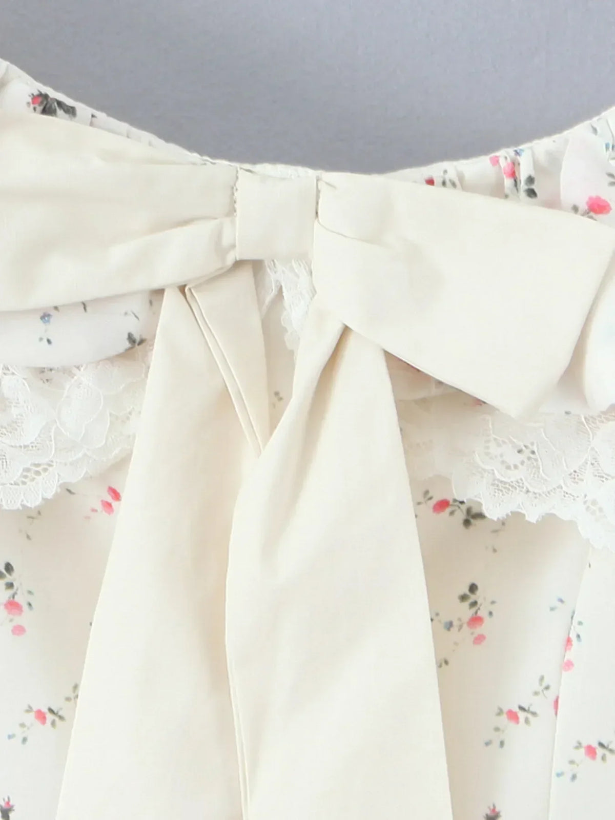Ditsy Floral Off Shoulder Ruffle Lace Trim Bow Front Mini Dress 8