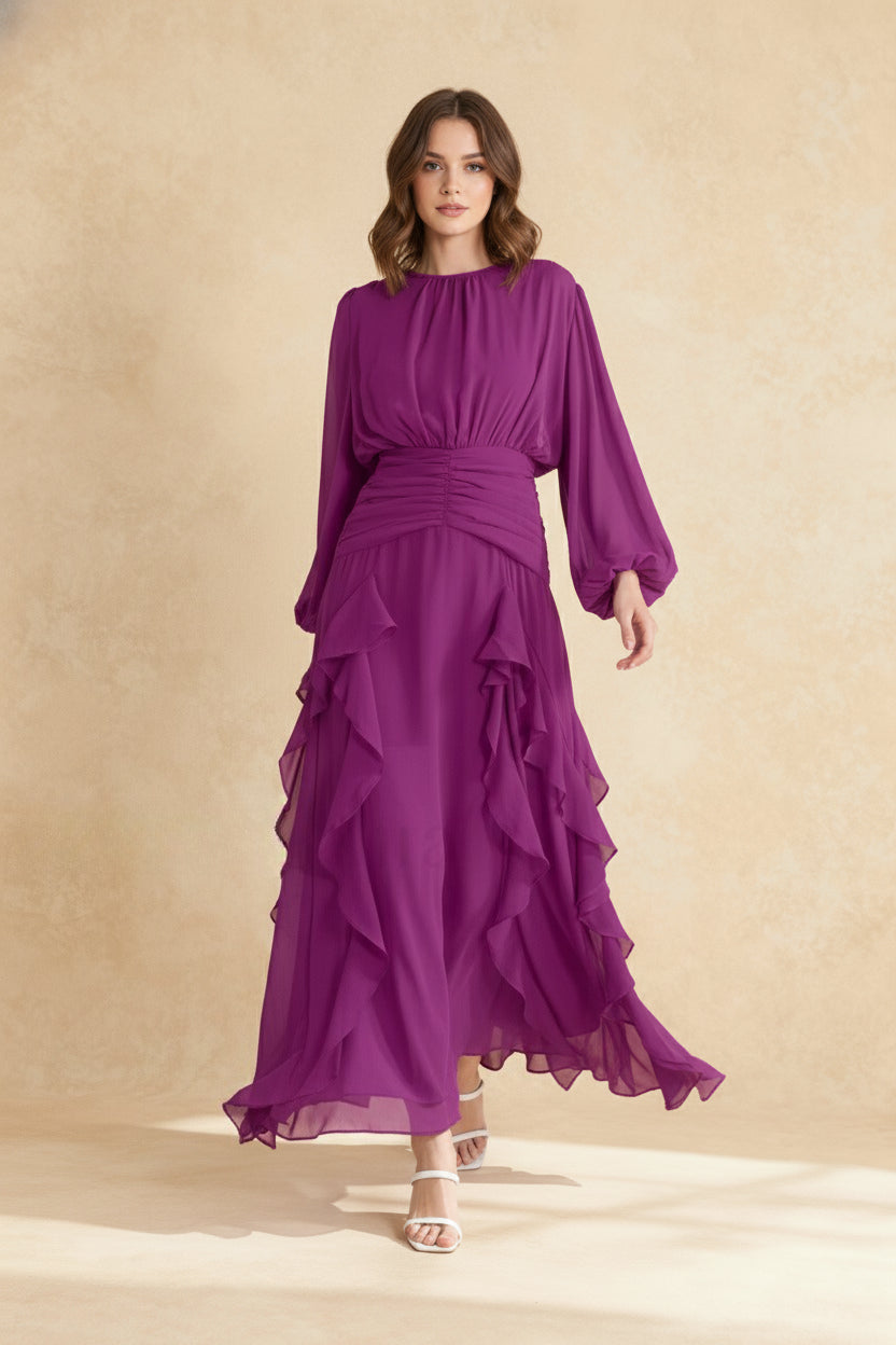Leonie Ballon Stylish Long-Sleeved Maxi Dress