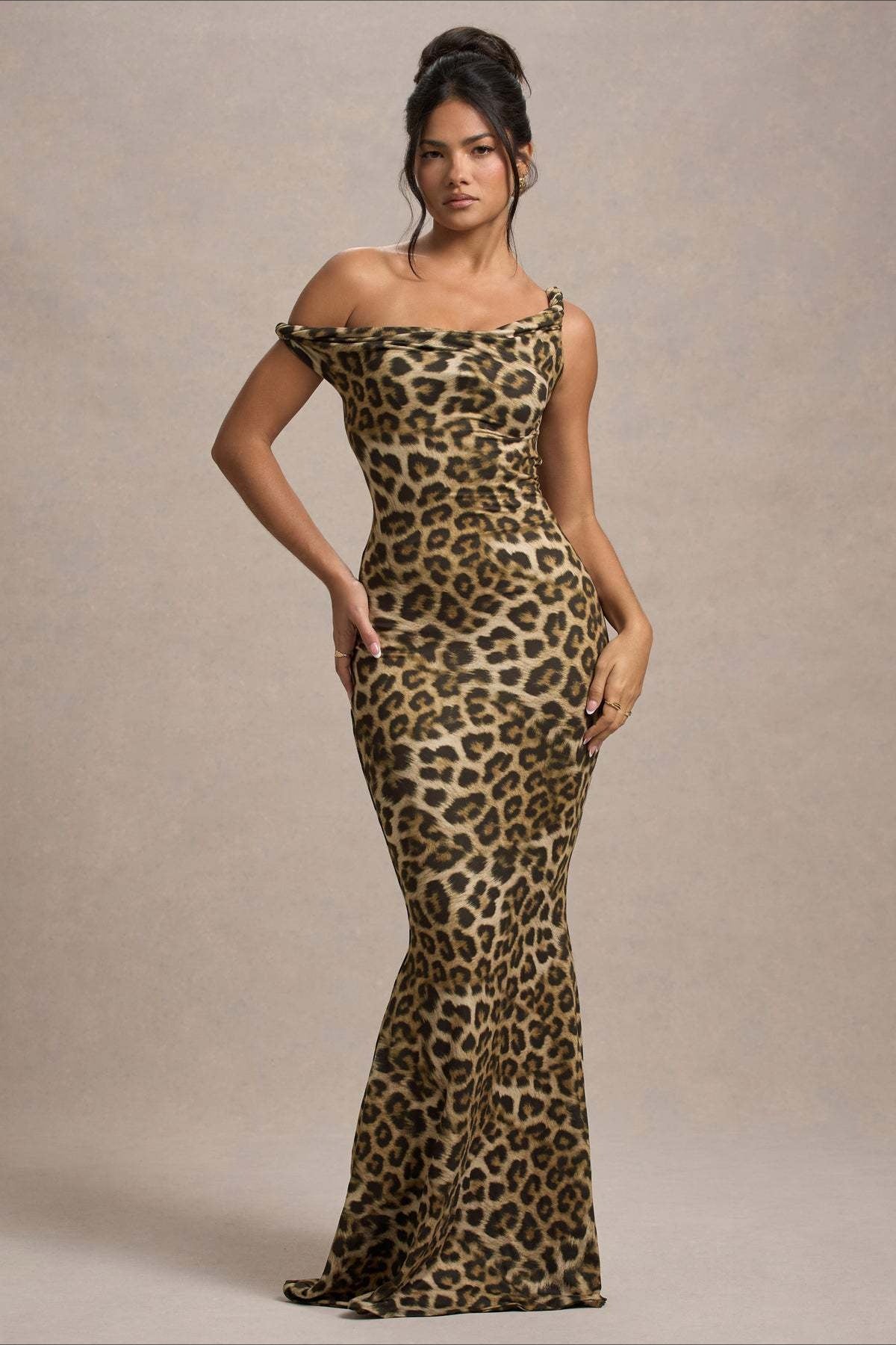 Floral Print One Shoulder Fishtail Bodycon Maxi Dress