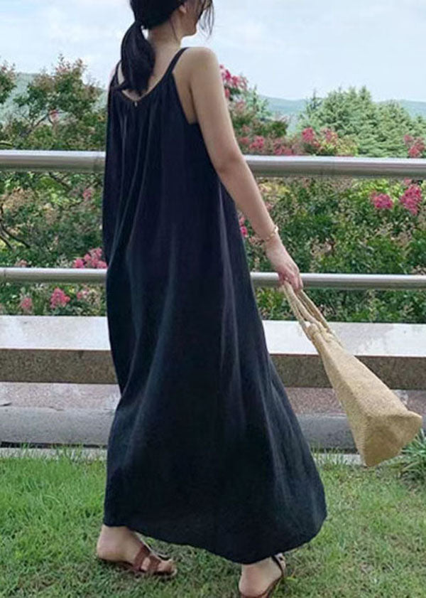 Spaghetti Strap Gathered Neck Oversized A-Line Maxi Dress