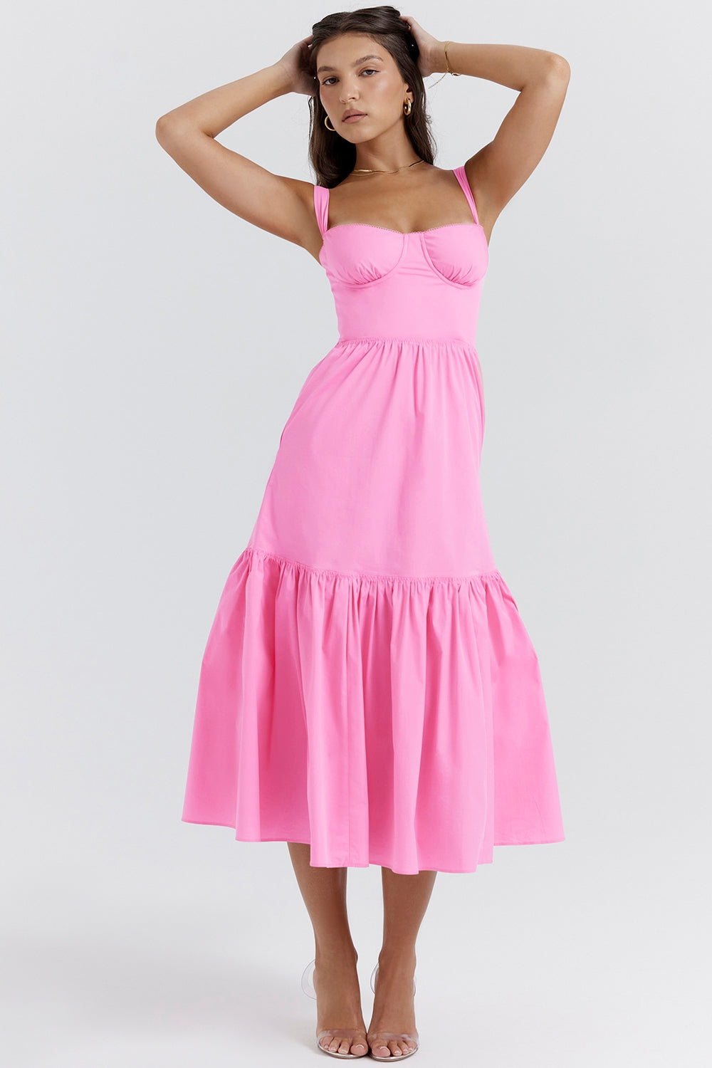 Underwire Sweetheart Cami Tiered Midi Sundress 7