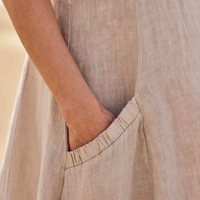 Scoop Neck Side Pocket Maxi Dress and Button Cardigan Two-Piece Set