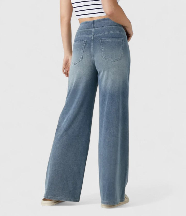 High Waist Wide Leg Washed Jeans