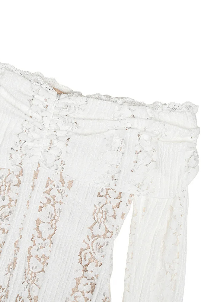 Off-Shoulder Lace Bodycon Boho Dress