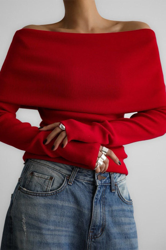 Sexy Off Shoulder Pullover Sweater