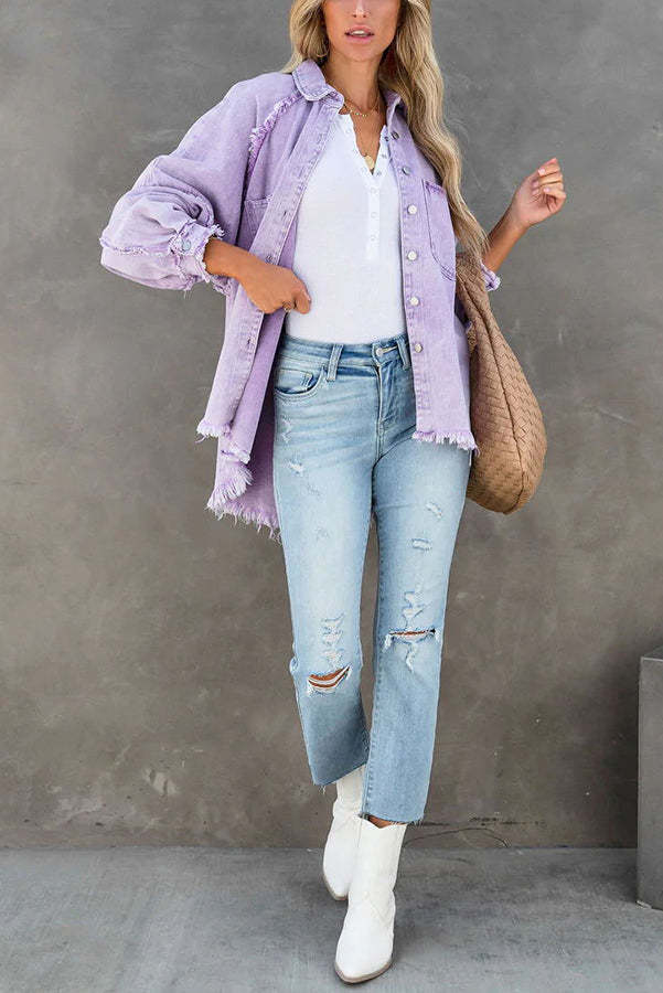 Bring It On Frayed Shirt Jacket