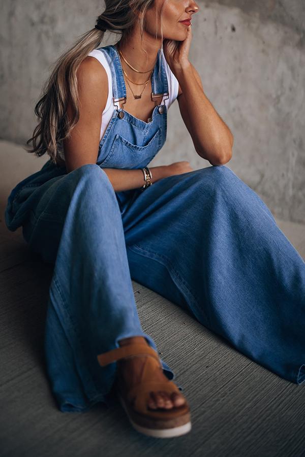 Denim Wide-leg Overalls Jumpsuit