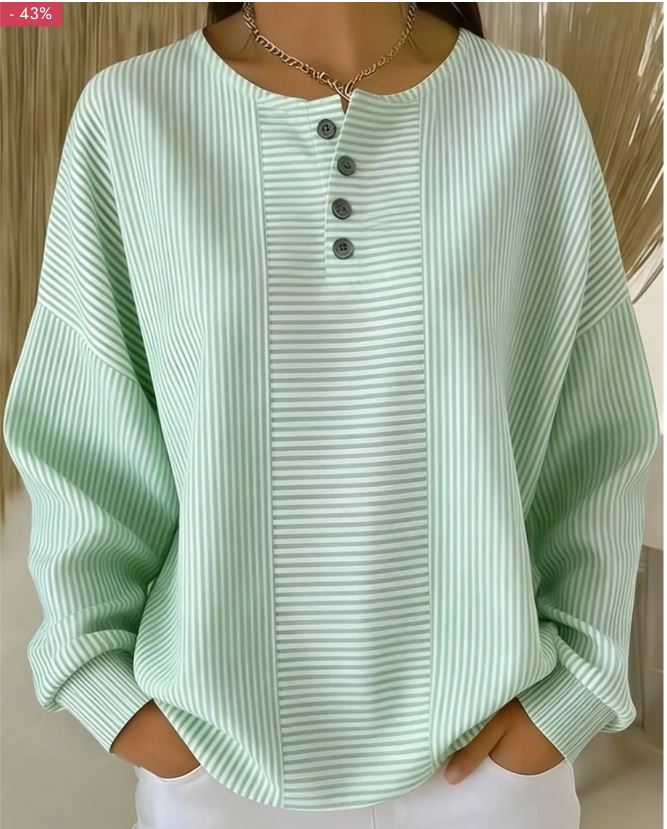 Casual Striped Printing Loose Cozy Waffle Sweatshirt