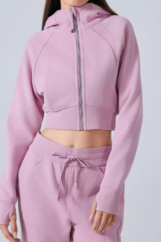 Cropped Fleece Workout Jacket