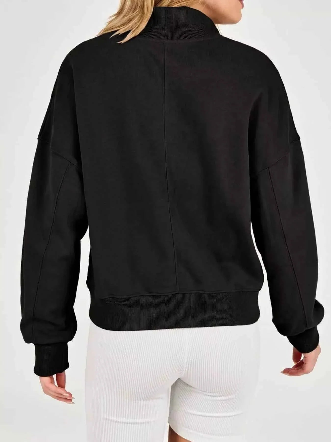 Half Snap Dropped Shoulder Sweatshirt