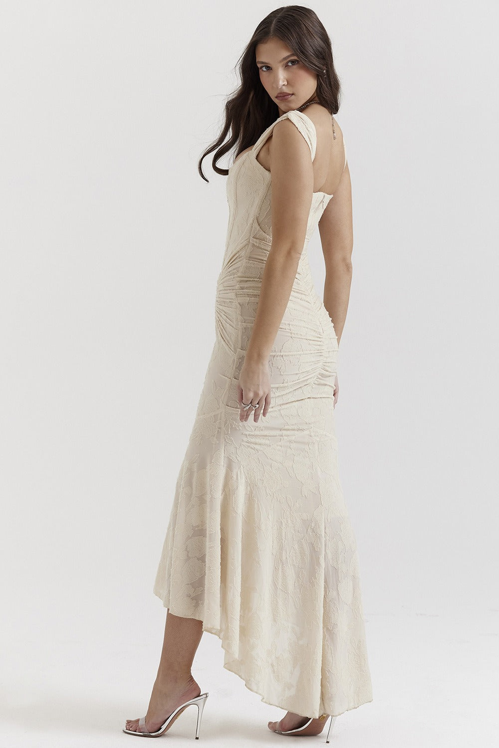 Print Cami Bandeau Backless Mermaid Lace Dress