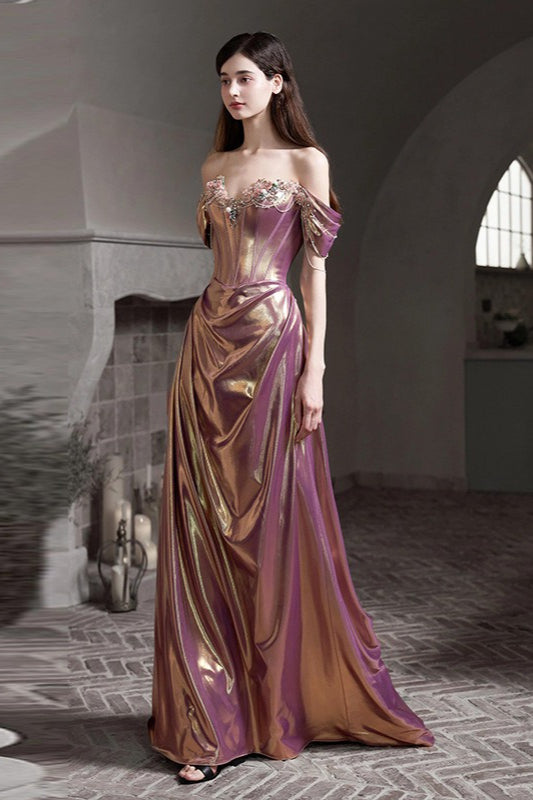 Off Shoulder Sweetheart Ruched High Split Mermaid Gown