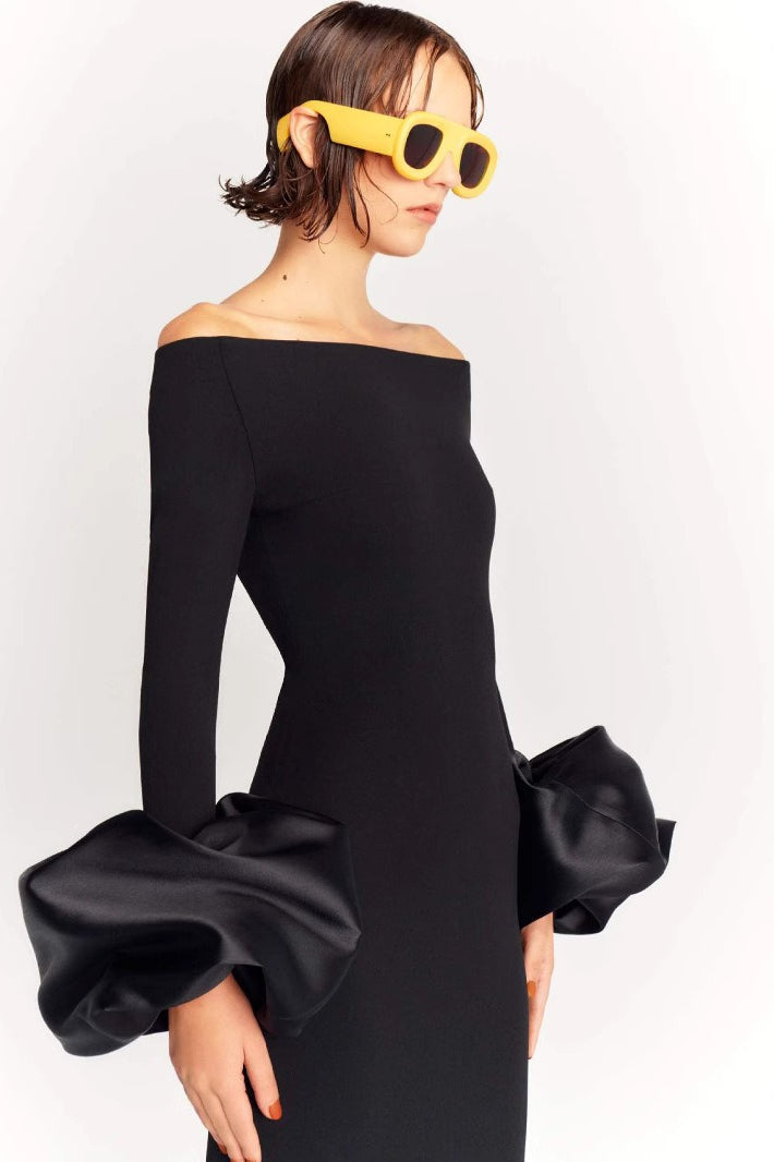 Off Shoulder Puff Sleeve Mermaid Maxi Gown