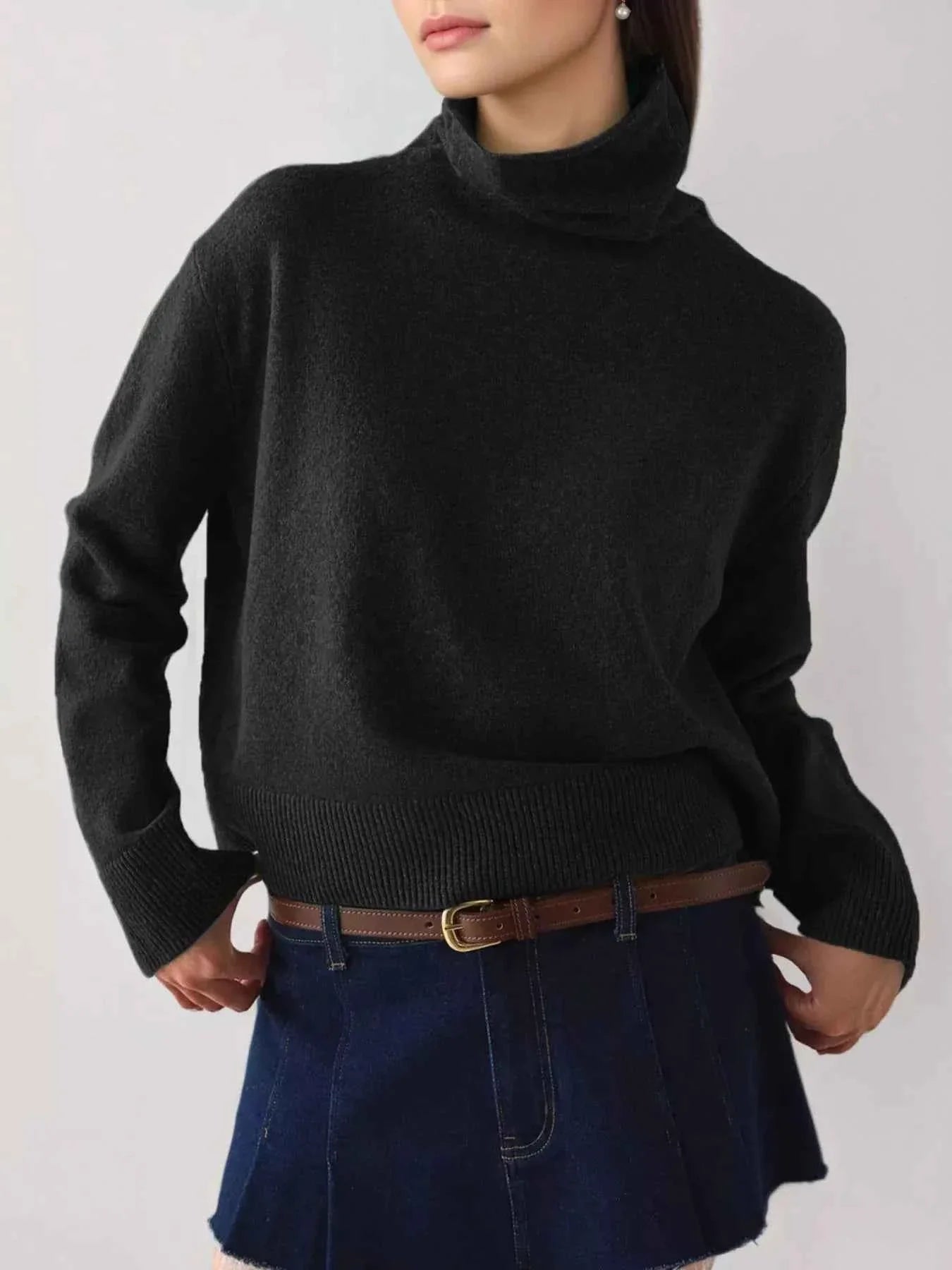 Turtleneck Dropped Shoulder Sweater