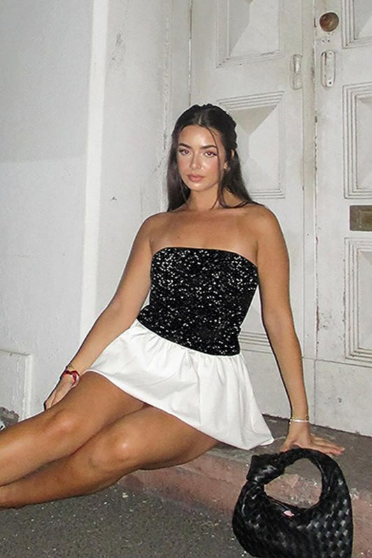 Sequin Strapless Midi Dress 4