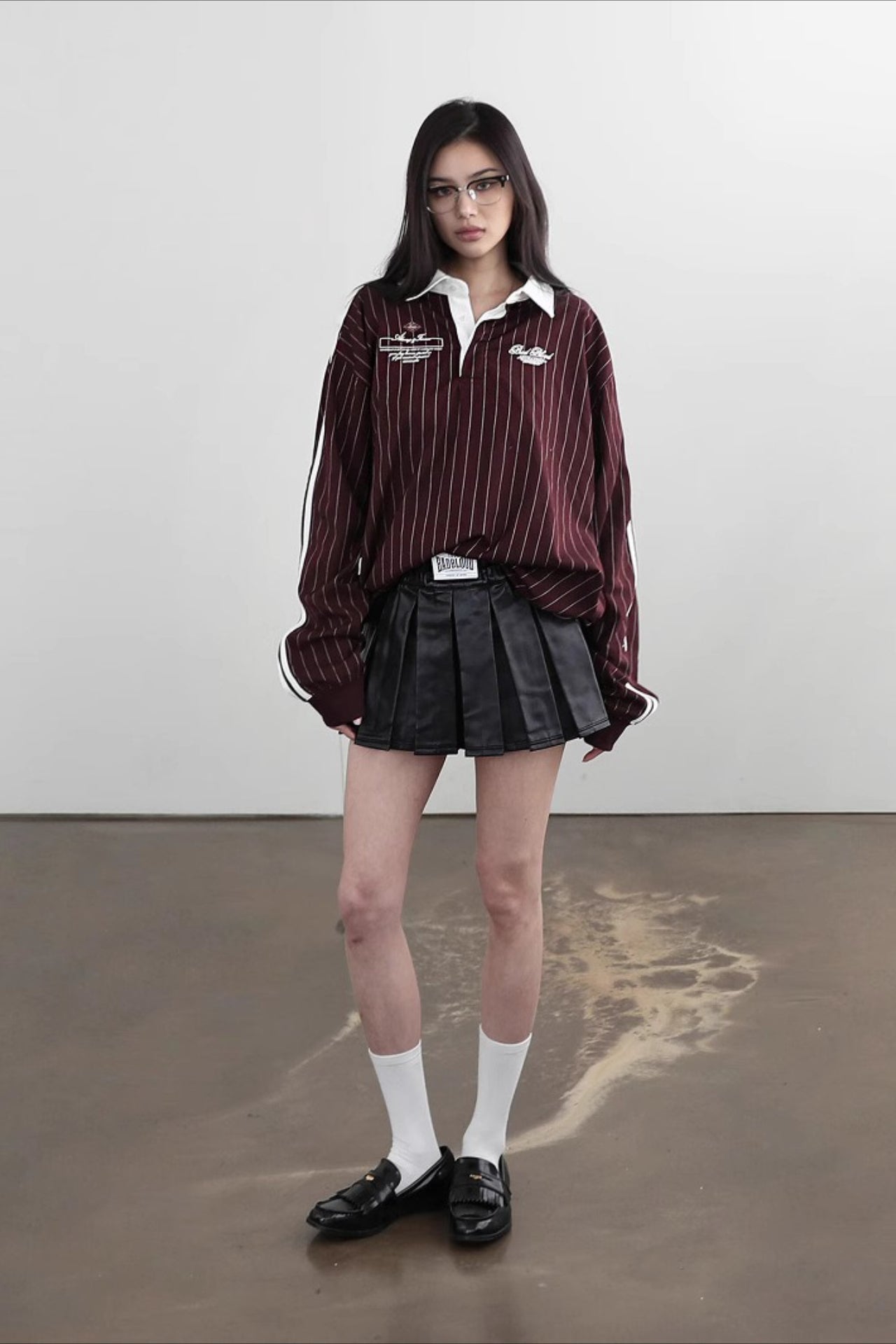 Leather Pleated Vintage School Style Mini Skirt
