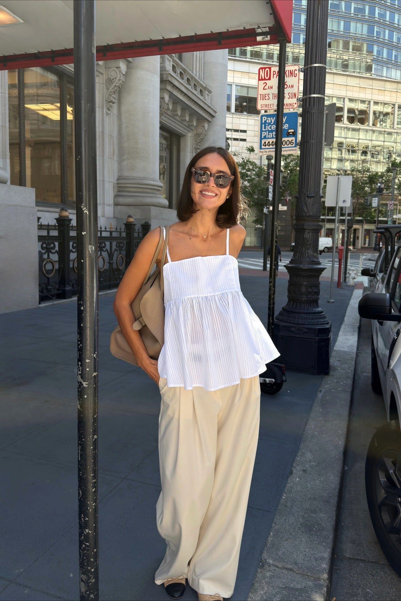 Cotton Striped Ruffle Hem Cami Top