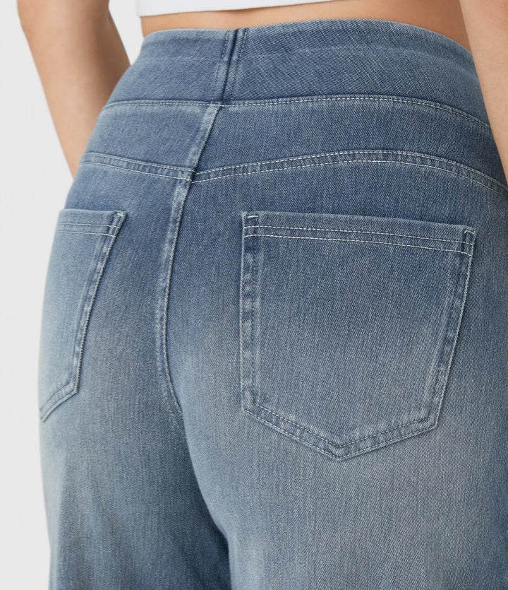 High Waist Wide Leg Washed Jeans