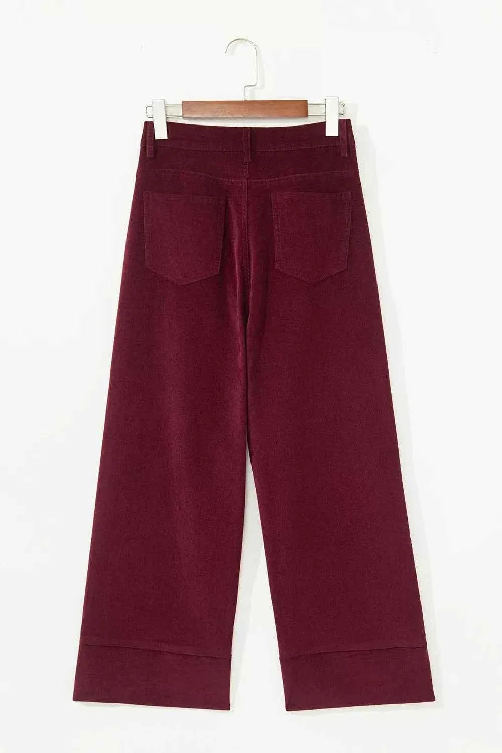 Corduroy Solid Color High Waist Wide Leg Pants