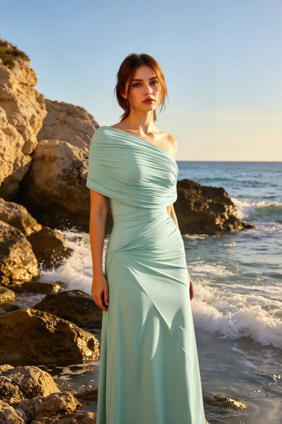 Asymmetric Off Shoulder Draped Overlay Ruched Bodycon Maxi Dress 4