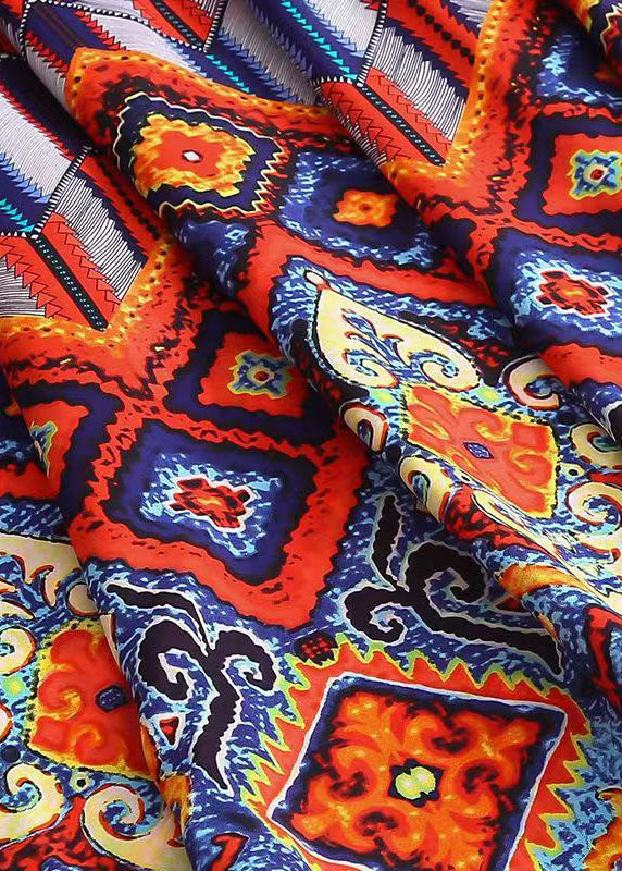 Geometric Chevron Print Ornate Border Short Sleeve Shift Midi Dress