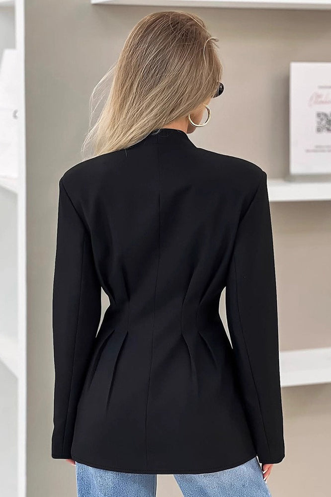 Elegant V-Neck Tailored Waist Blazer