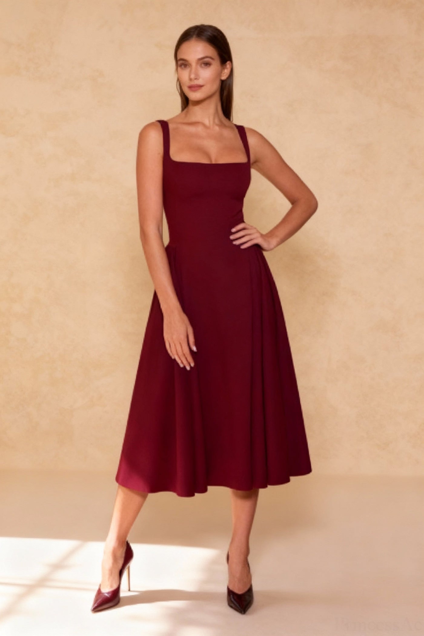 Backless Square Neck Fitted Party Dress 2