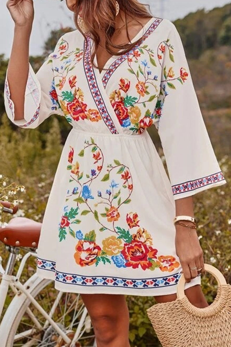 Bohemian Vintage Printing Temperament Mini Holiday Dress