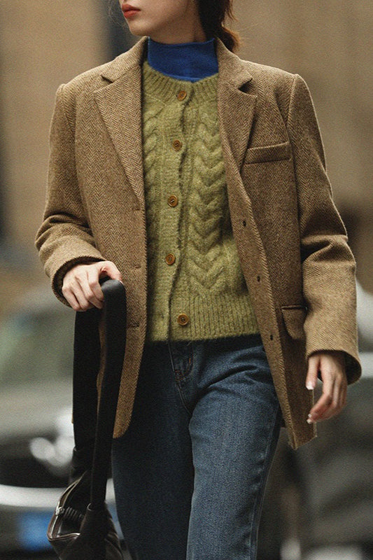 Tailored Wool Crepe Solid Color Blazer
