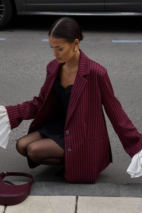 Vintage Striped Patchwork Blazer