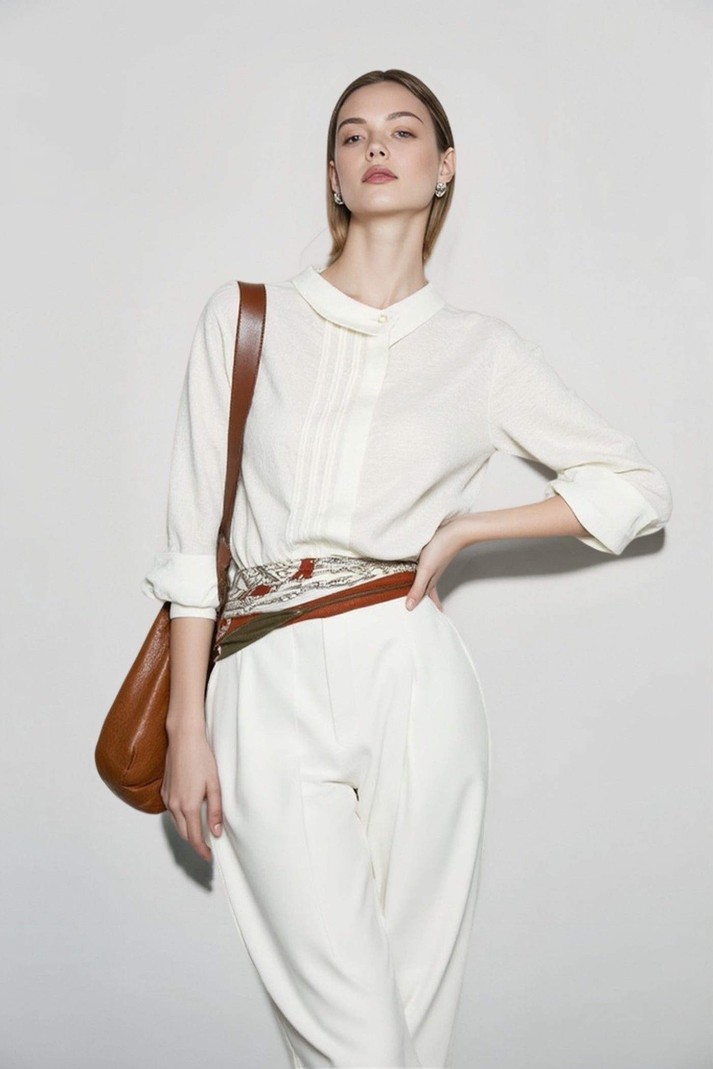 French Linen Unique Collar Blouse