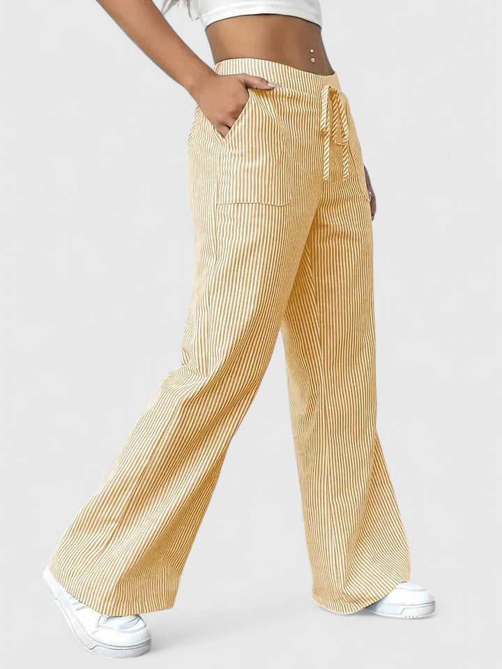High Waist Striped Wide Leg Pants