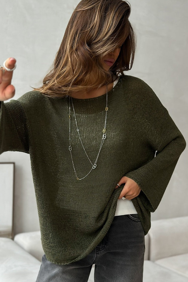 Casual Hollow Knit Pullover Sweater